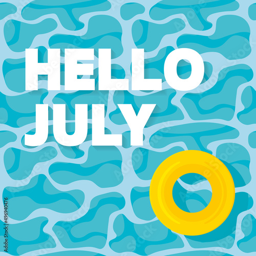 hello july and swimming pool pattern- vector illustration