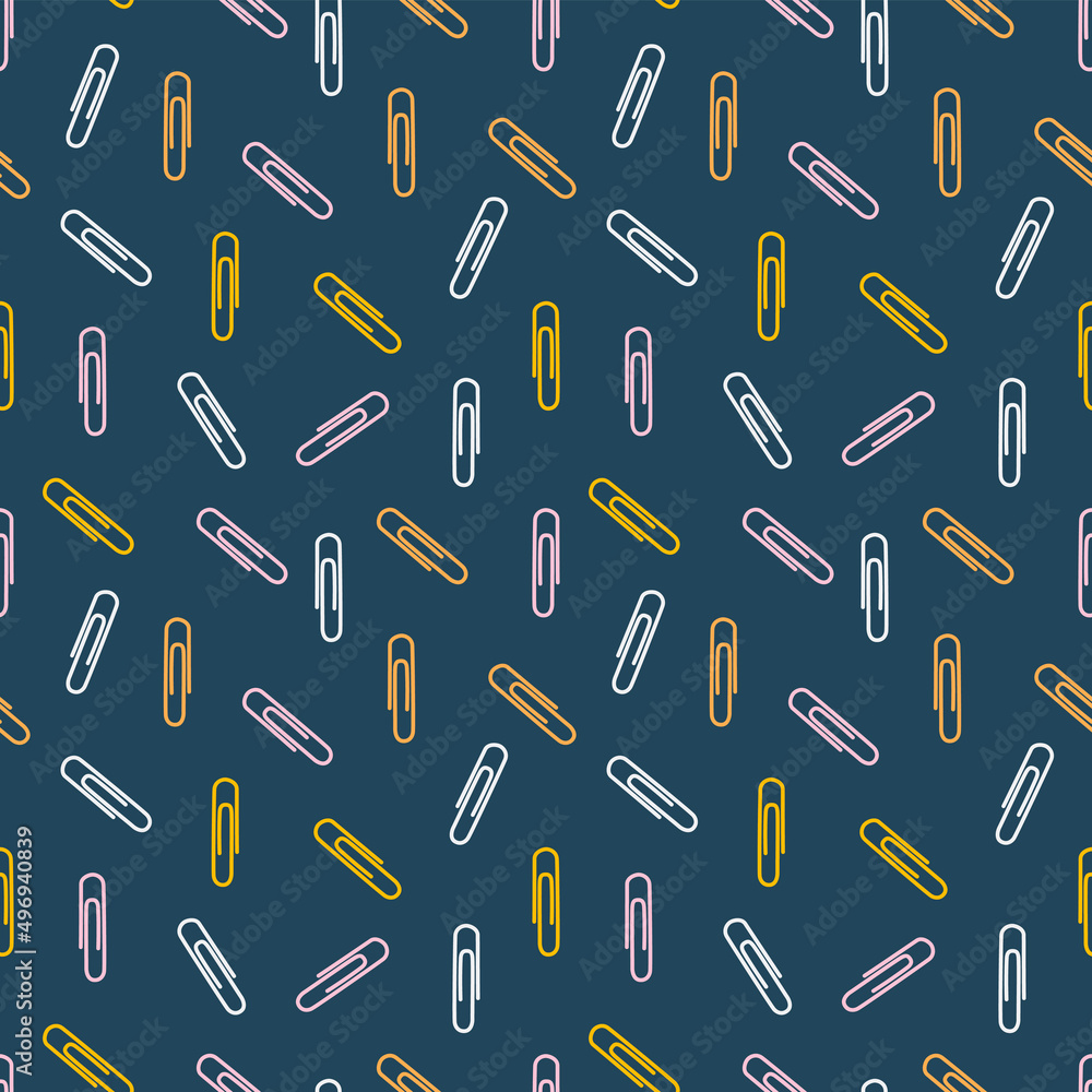 A set of seamless patterns of paper clips. 1000x1000, vector graphics. A set of seamless patterns of paper clips. 1000x1000, vector graphics.