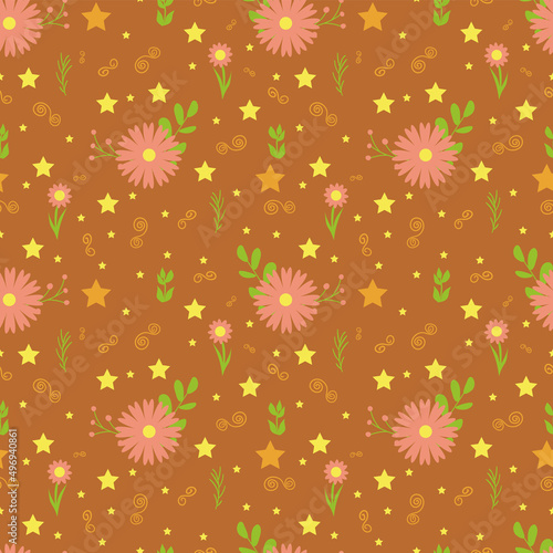 A set of seamless flower background. Vector graphics