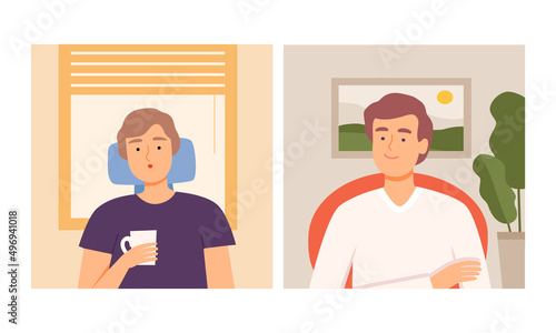 Videoconference and web communication. People communicating during quarantine, business conference cartoon vector illustration