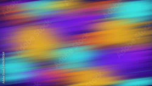 Twisted vibrant iridescent gradient blurred of purple yellow orange turquoise and blue colors with smooth movement of the gradient in the frame with copy space. Abstract narrow lines concept