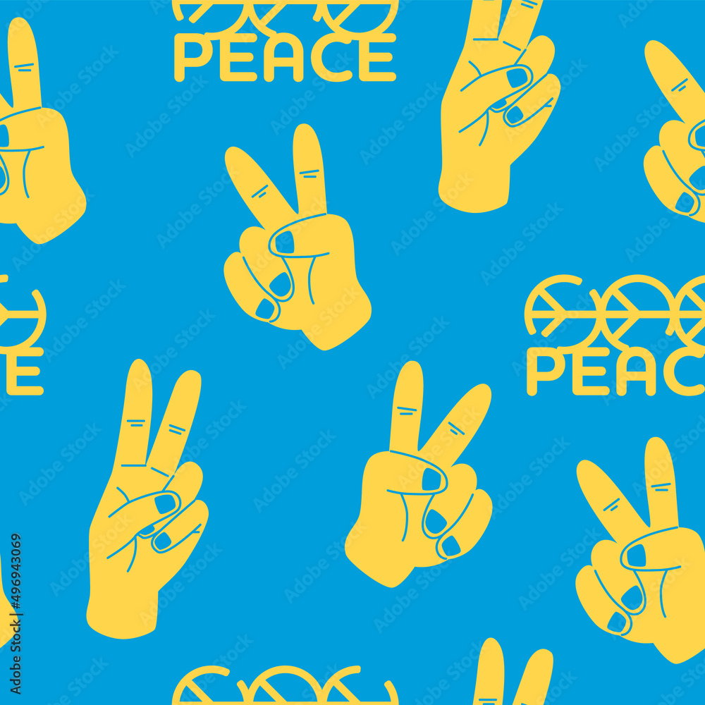 Seamless pattern with peace symbol and human hands. Vector peace concept Seamless pattern with peace symbol and human hands. Vector peace concept
