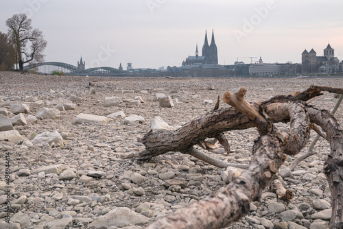 Foto Drought in Germany, low water on Rhine river