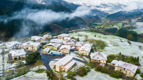 aerial view of orozko countryside town, Spain photo