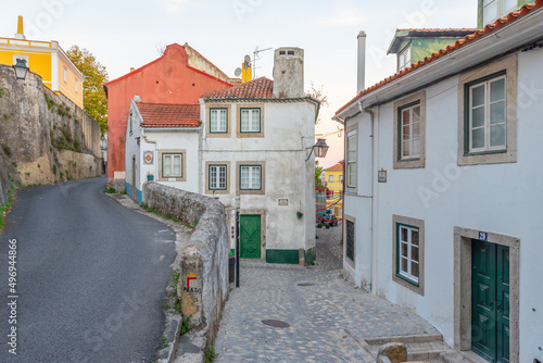 Colourful street at Portuguese town Sintra, Portugal