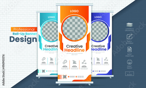 Corporate rollup banner for store sign, business, office or product ad . Modern and minimal clean design with unique layout 