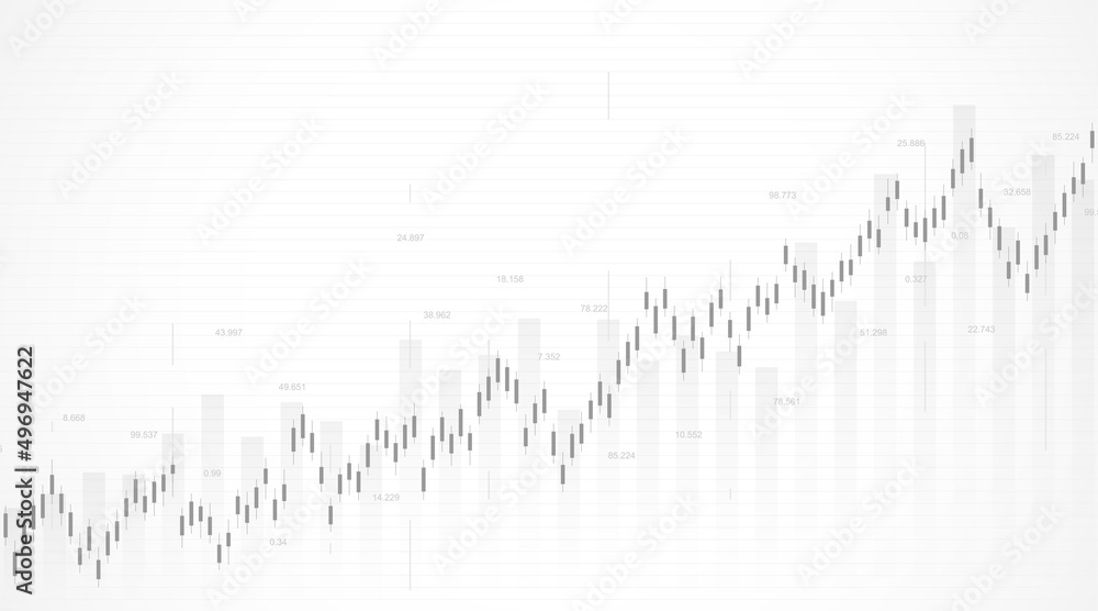 Financial chart background with uptrend line graph. Business candle stick graph chart of stock market investment trading. Vector illustration