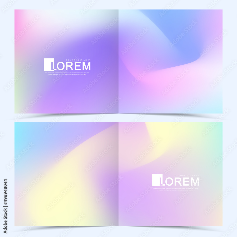 Trendy abstract square mockup pastel colorful gradient art holographic templates. Suitable for social media posts, mobile apps, banners design and web internet ads. Vector fashion backgrounds.