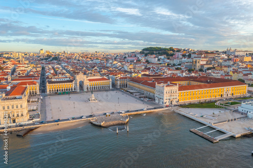 Aerial view of Praca do comercio in Lisbon, Portugal. photo