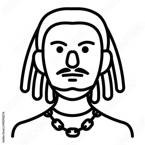 Man With Dreadlocks User Avatar Flat Icon Isolated On White Background