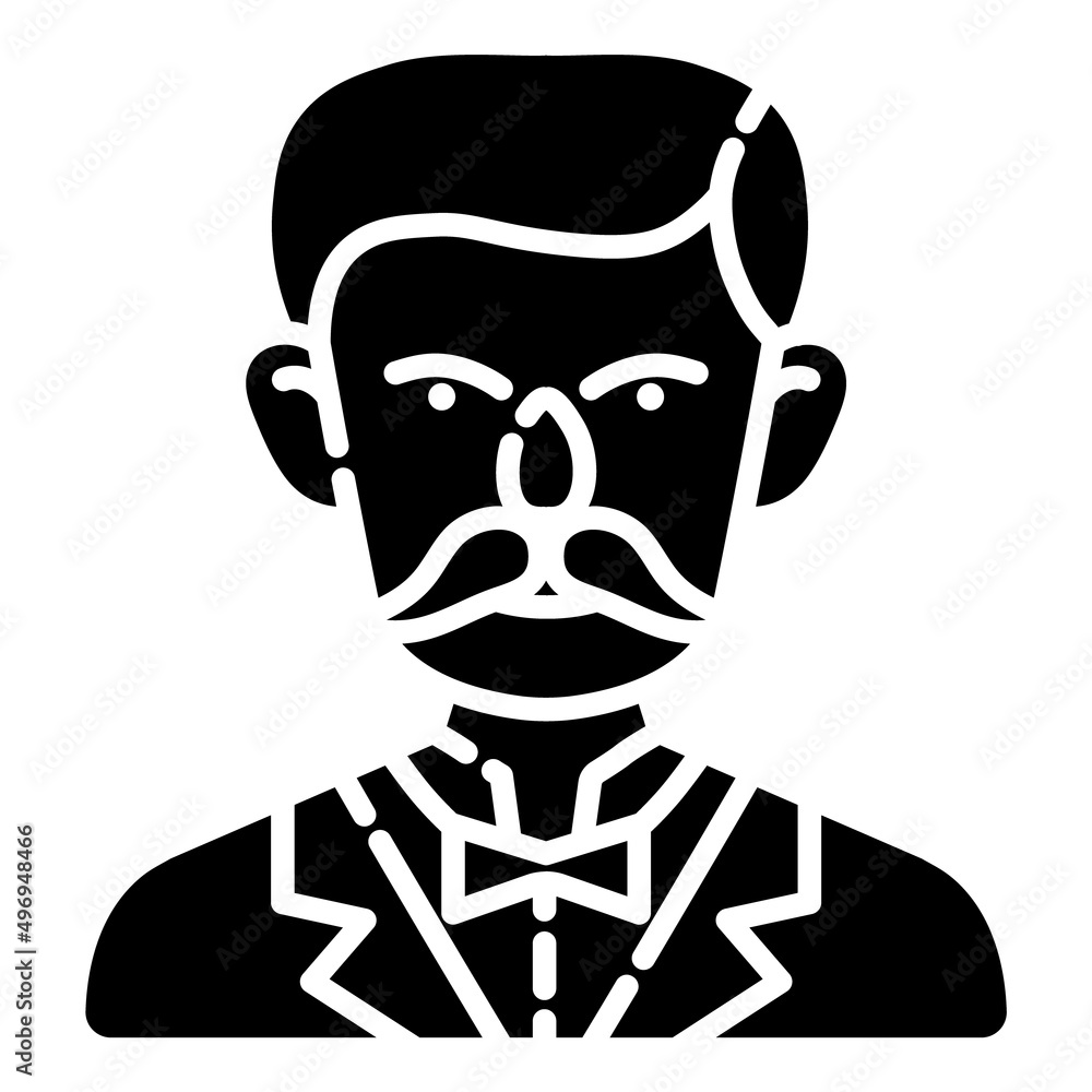 Man Face User Avatar  Flat Icon Isolated On White Background