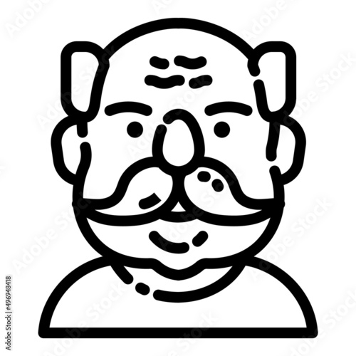 Old Man Gandpa User Avatar Flat Icon Isolated On White Background