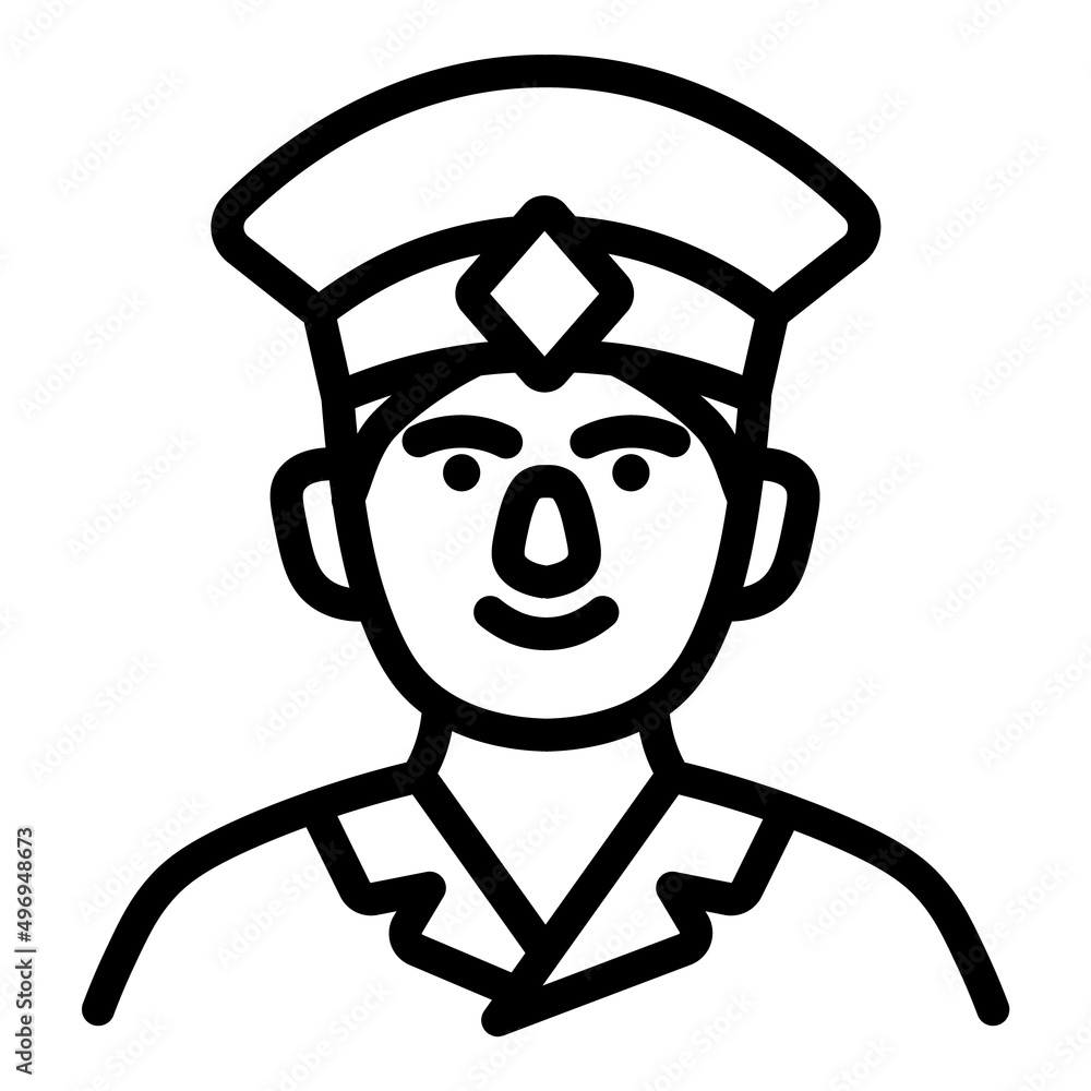 Officer Face Avatar Flat Icon Isolated On White Background Officer Face Avatar Flat Icon Isolated On White Background