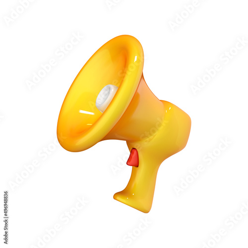 3d cartoon megaphone, loudspeaker. Symbols speaker. Social media. Advertising and promotion. Vector illustration marketing time concept