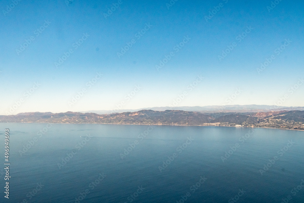 Aerial view of Palos Verdes and the west coast of california