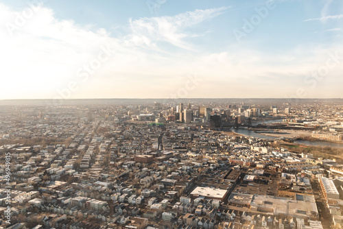 Aerial view of the skyline of Newark, New Jersey, USA and the surrounding areas