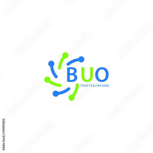 BUO logo design initial creative letter on white background.
BUO vector logo simple, elegant and luxurious,technology logo shape.BUO unique letter logo design.  photo