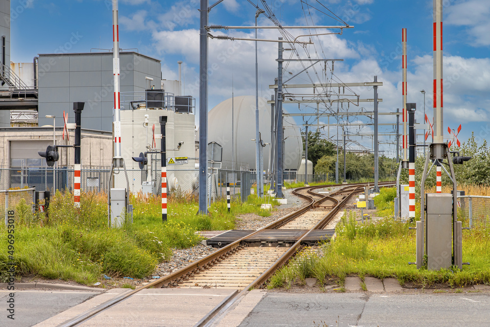Electric Railroad in Industrial area Netherlands