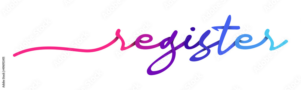 Obraz premium Register Handwriting Colorful Lettering Calligraphy Banner Vector Illustration.