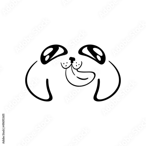 Cute doggy face. Funny puppy face with big eyes. Hand drawn vector illustration.