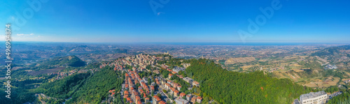 Aerial view of San Marino with three towers © dudlajzov