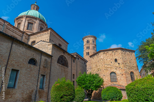 Neoniano baptistery next to the Cathedral of the Resurrection of Jesus Christ in Italian town Ravenna photo