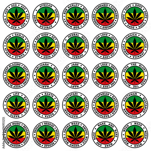 Round Rasta Marijuana Flag Clipart Set (1 of 2)