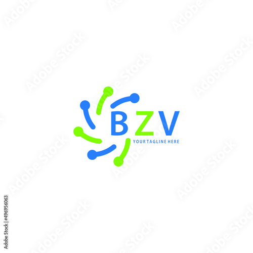 BZV logo design initial creative letter on white background.
BZV vector logo simple, elegant and luxurious,technology logo shape.BZV unique letter logo design. 
 photo