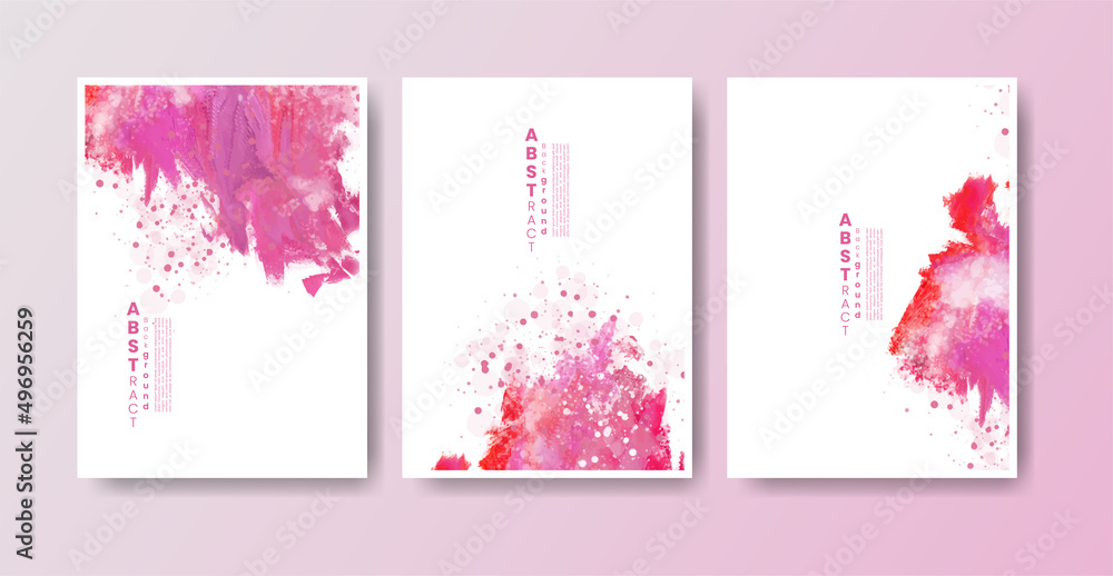 Set of cards with watercolor blots. Set of cards with hand drawn blots element on white background for your design. Design for your date, postcard, banner, logo. 