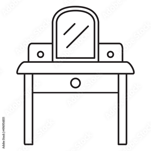 Dressing table icon thin line .Bedroom mirror.Isolated on white background. Outline vector illustration.
