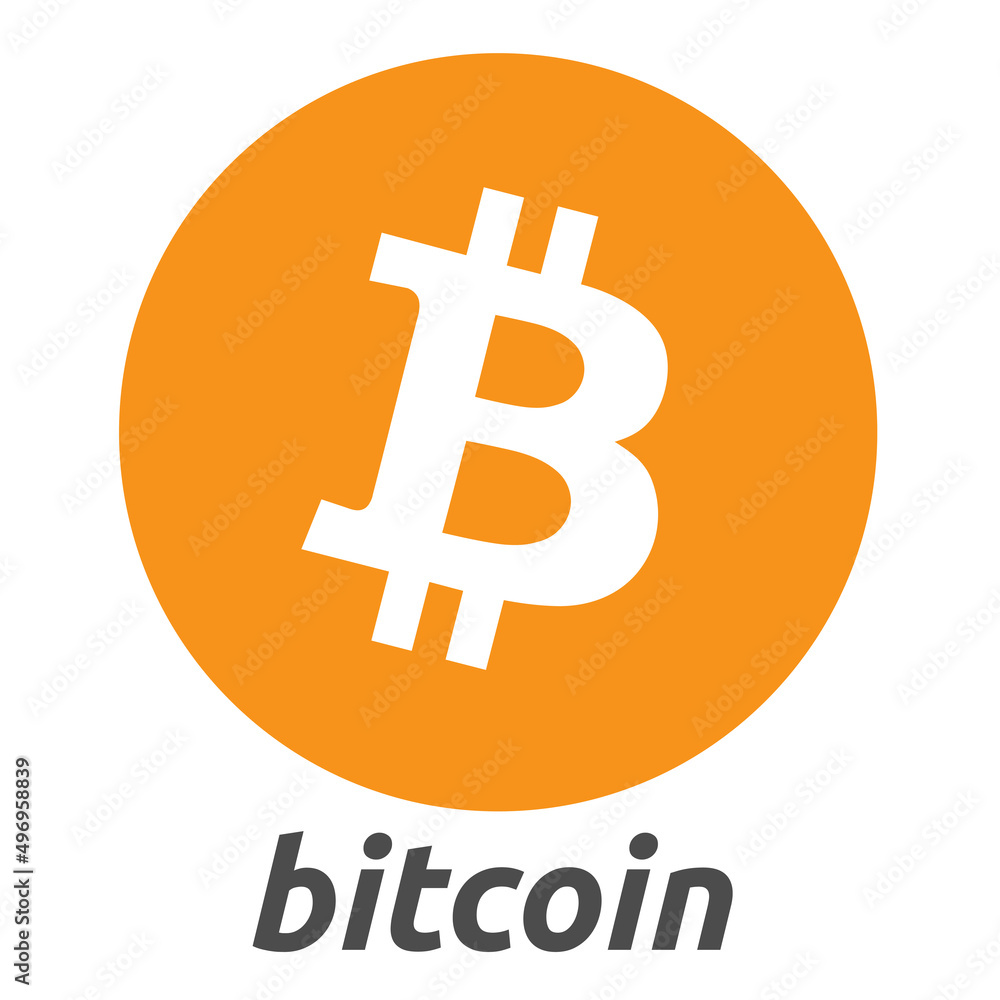 Vector logo of cryptocurrency coin Bitcoin on white background Vector logo of cryptocurrency coin Bitcoin on white background