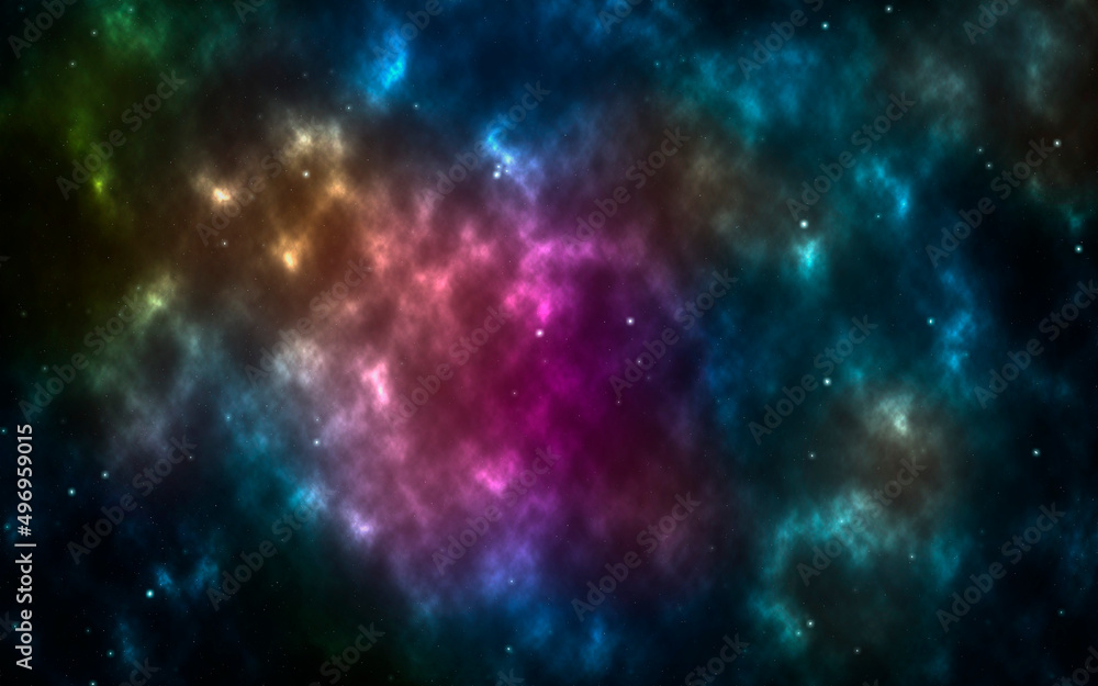 Space background with shining stars, stardust and nebula.