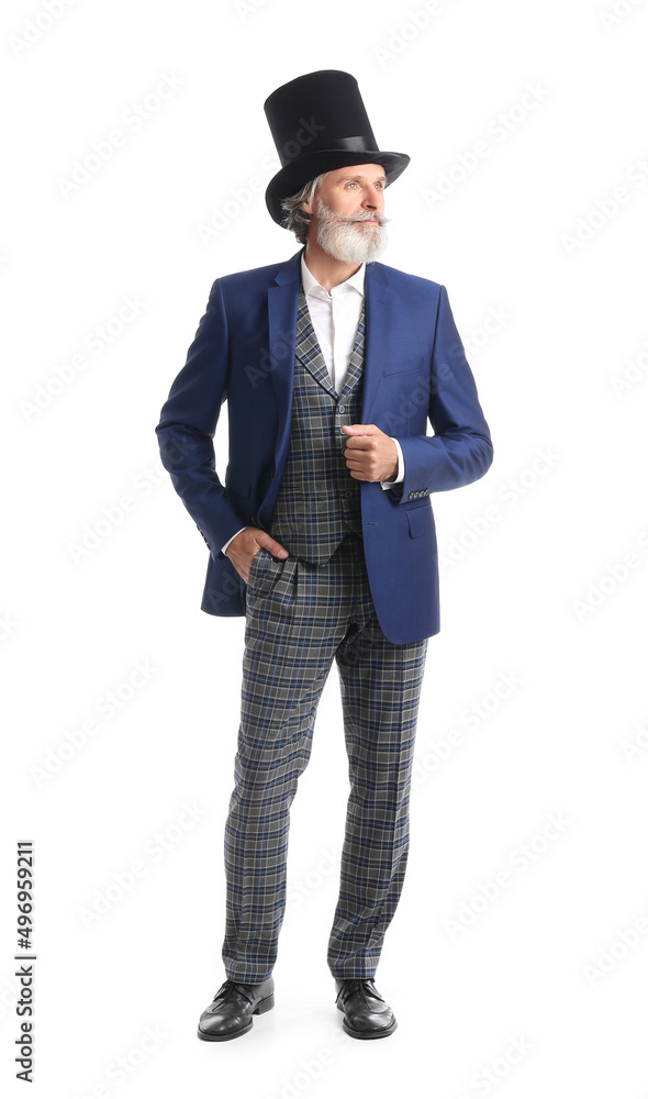 Stylish mature gentleman on white background Stylish mature gentleman on white background