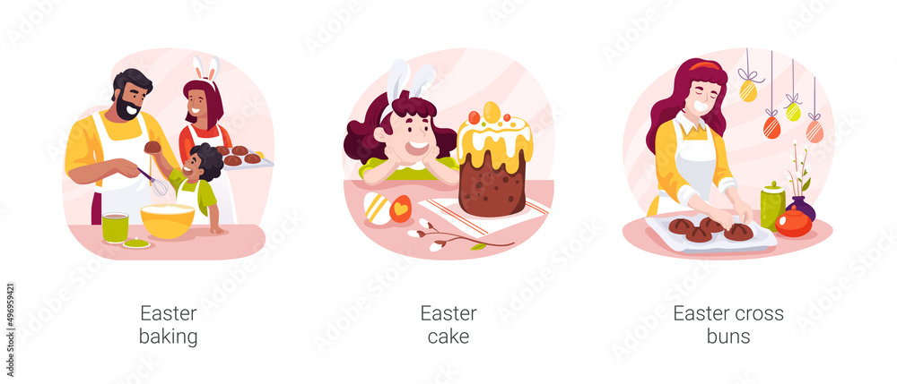 Traditional Easter food isolated cartoon vector illustration set