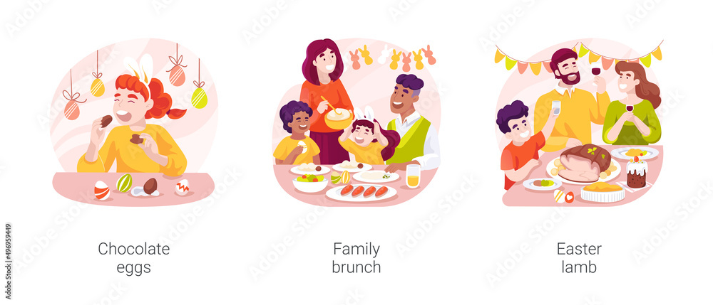 Easter meal isolated cartoon vector illustration set Easter meal isolated cartoon vector illustration set