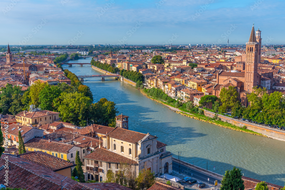 Wall Mural waterfront of the adige river in the italian city verona