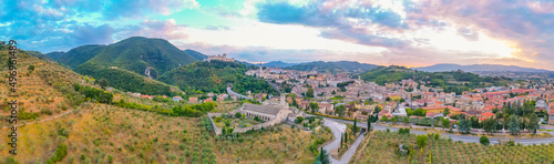Cityscape of Spoleto with San Ponziano estate, Italy photo