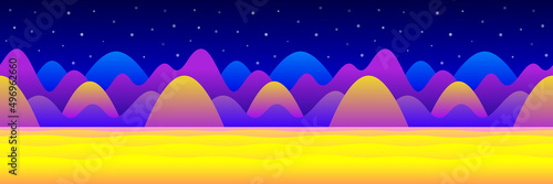 Fantastic landscape of alien planet, seamless horizontal background