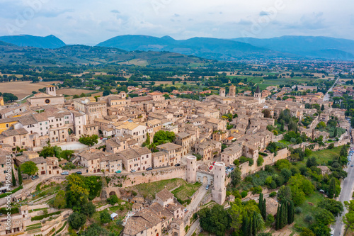 Aerial view of Italian town Spello photo