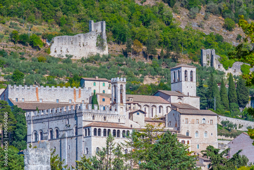 Aerial view of the city center of Italian town Gubbio photo