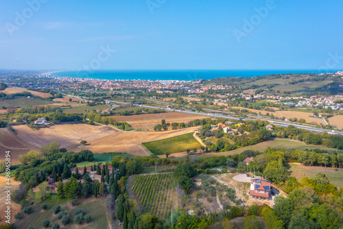 Coastline of Adriatic sea viewed from Gradara, Italy photo