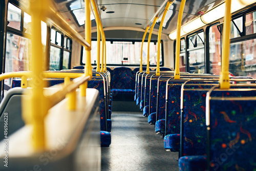 These seats need to be filled. Cropped shot of empty seats on a public bus.