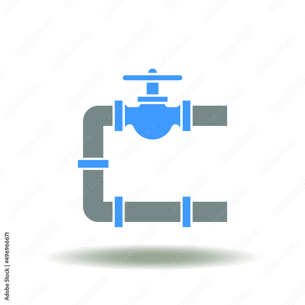 Vector illustration of pipe line with valve. Icon of gas oil water pipeline. Symbol of piping industry. Vector illustration of pipe line with valve. Icon of gas oil water pipeline. Symbol of piping industry.