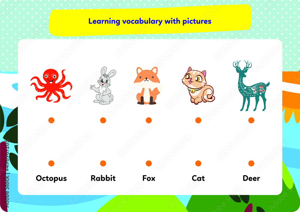 This worksheet is about learning pictures and words.