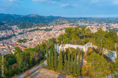 Pia fortress and aerial view of Italian town Ascoli Piceno