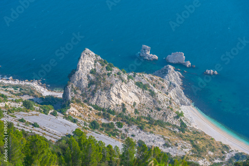 Spiaggia delle Due Sorelle beach at Monte Conero natural park in Italy photo