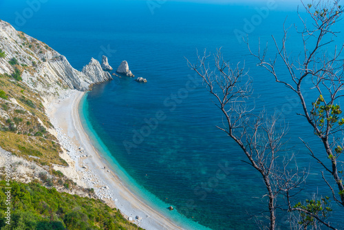 Spiaggia delle Due Sorelle beach at Monte Conero natural park in Italy photo