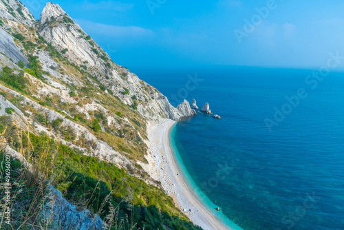 Spiaggia delle Due Sorelle beach at Monte Conero natural park in Italy photo