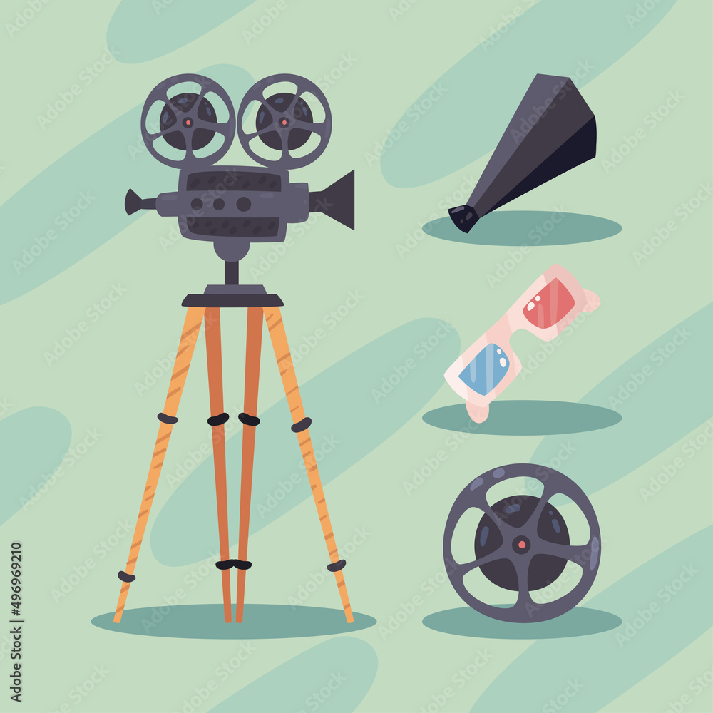 Obraz premium four flat cinema items