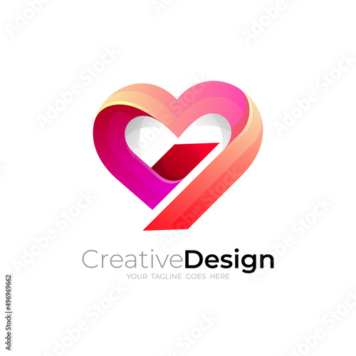 Heart logo and red color, Charity design vector, social icons